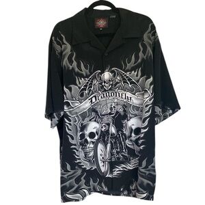 Dragonfly Roadhouse Skull Biker Men's Shirt XL
